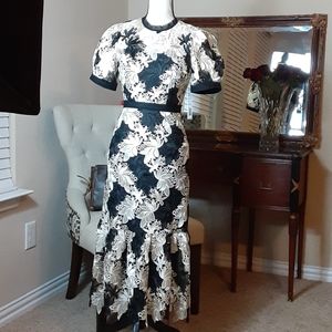 Antonio Melani Tessa Dress Antique White & Black